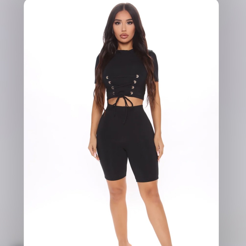 Fashion nova black biker shorts set
